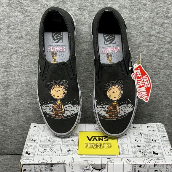 VANS PEANUTS PIG PEN BLACK SLIP ON SNEAKERS Men’s 8.5 Womens 10 Rare black 2017 - Picture 2 of 11